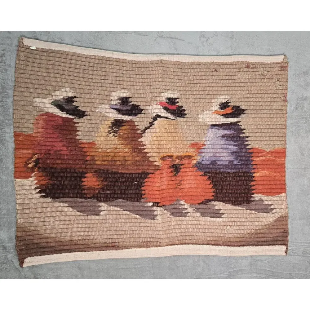 Peruvian Wool Tapestry Wall Hanging 35x45 Folk Art People Made in Peru As Is